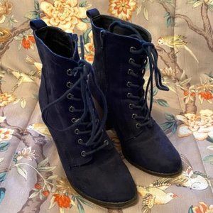 Candies Blue Faux Suede Boots - 9 1/2